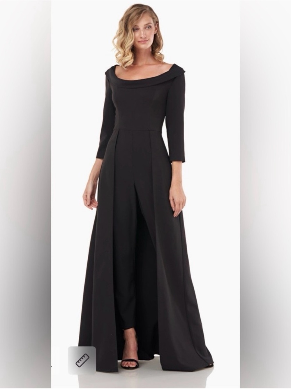 Kay Unger Black Sienna Maxi Walk-Through gown Jumpsuit Sz.4 $308,